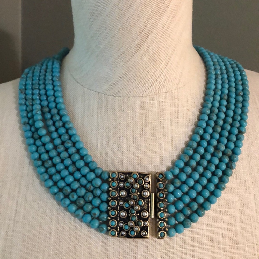 Lucky Brand turquoise collar style necklace.
